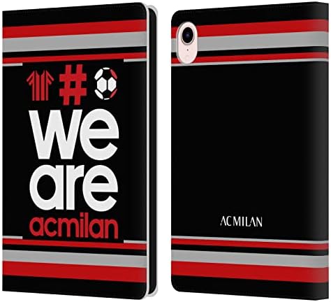 Projeta de capa principal licenciados oficialmente o AC Milan Stripes 2 Crest Leather Book Carteira Capa compatível com Apple iPad