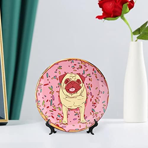 Pug Donuts Placa decorativa de osso vintage com disposição Decoração de casa fofa de placas