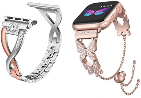 Wearlizer compatível com Apple Watch X-Link Bands + Bling Bands para Iwatch Series Se 7 6 5 4 3 2 1 38/40/41mm