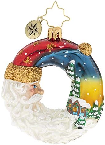 Christopher Radko criado à mão Ornamento decorativo de Natal de vidro europeu, coroa de natal rústica