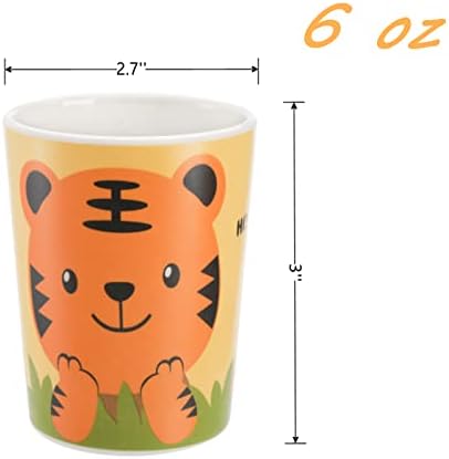 Lyellfe 8 Pack Bamboo Kids Cup, Eco-amigável de cartoon super fofo Copos para crianças, 6 oz BPA grátis empilhável