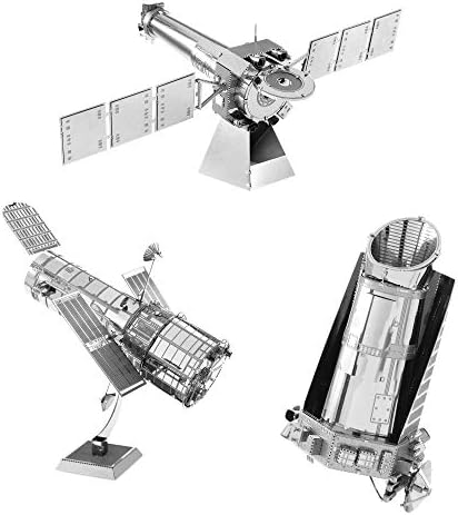 Fascinations Metal Earth 3D Modelo Metal Kits Space Conjunto de 3 telescópios Hubble - Spacecraft - Kepler - Observatório