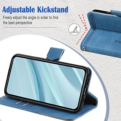 Caso Kkiko para Galaxy S9, Caixa de carteira para Samsung Galaxy S9, capa magnética de couro PU com pára -choque interior à prova de choque TPU, azul