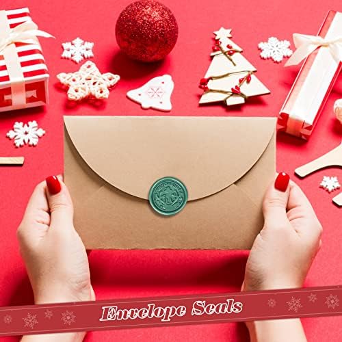 200 peças Christmas Wax Seal adesivos adesivos adesivos de vedação de envelope Santa Elk Tree Snowflake Cera Sedador