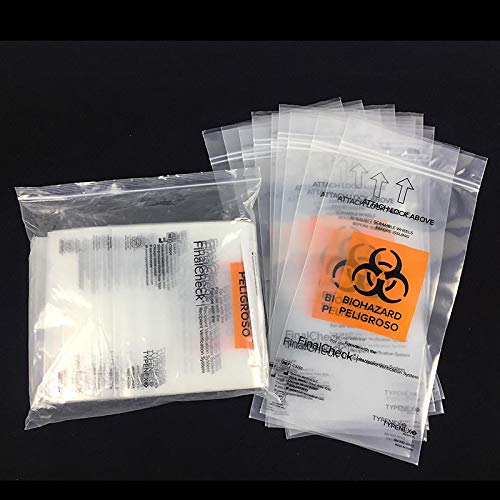 100 sacos de amostra de biohazard. Sacos de transporte de polietileno impresso para transportar e embalagens amostras. A compra