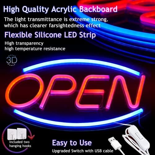 Sinais de neon abertos Horário de negócios LIGHT SIGN USB Powened com Switch Advertising Signboard Billboard Electronic