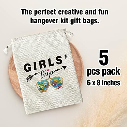 Sacos de kit de ressaca, viagem de menina com sacola de presente de cordão, para chuveiro de noiva, casamento, viagem, bolsa de