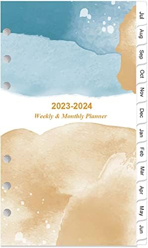 2023-2024 Reabastecimento do planejador, 2023 Reabastecimento de planejador semanal e mensal para A6 Binder, vai de julho