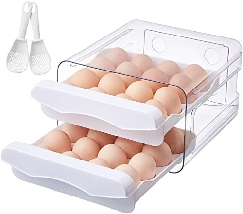 Porta de ovo para geladeira, recipiente de ovo de grande capacidade para geladeira, caixa de armazenamento de ovo de ovo de plástico