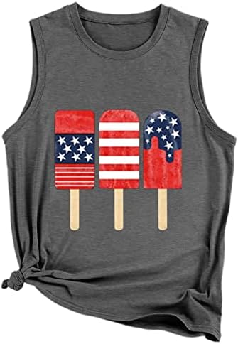 Camisas patrióticas para mulheres 4º de julho Tanques sem mangas Tampo senhoras American Flag Impresso Camise