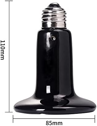 PTSCBS 75W 2PCS Lâmpada de calor de réptil emissor de calor de cerâmica preta, lâmpada de aquecedor infravermelho