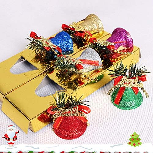 Decoração de campainha de Natal mista de 6 cores, decoração de festas de férias, Happy Christmas Tree Hold Christmas Bell