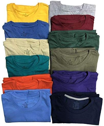 BilioHATS 24 Pacote de algodão masculino Camisetas leves de manga curta, camisetas a granel para caras, mixagem de cores brilhantes