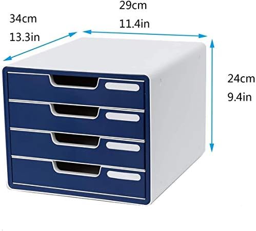 Armários de arquivos 4 camadas azul/cinza/vermelho multifuncional, caixa de armazenamento de gavetas de mesa, caixa de escritório A4 Tamanho do material do abdômen: 29 * 34 * 24cm