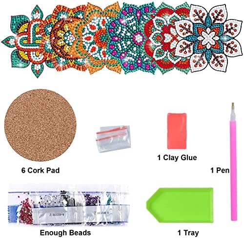 Coasters de pintura de diamante, Vipith 6pcs 5D Mandala Coasters Kit de pintura de diamante com kits de arte de diamante para adultos