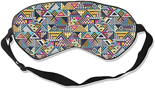 Máscara de sono geométrica étnica tribal e olhos vendados, máscara de olho de sono de bleca -flor macia com alça ajustável, adequada para viagens, soneca, sono noturno 8,2x3.5 em