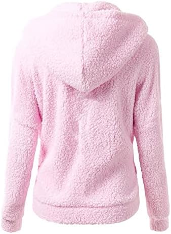 Manga longa feminina Contraste de cor zíper Sherpa Pillover Tops Sweatshirt