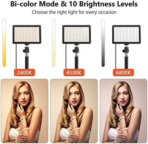 Unicucp 2 Packs Kit de luz de vídeo LED com suporte de tripé de 61,99 , iluminação fotográfica de 2400-6800K diminuído para retratos