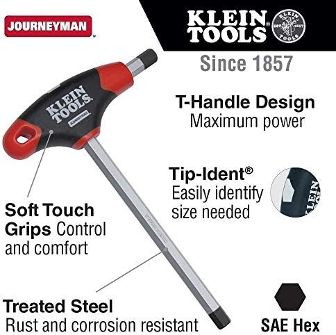Klein Tools JTH6E14 Kex Hex 5/16 polegadas, Handle T Journeyman, 6 polegadas