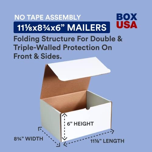 Caixas de remessa pequenas da caixa dos EUA 11.125 L x 8,75 W x 6 H, 50-Pack | Caixa de papelão de papelão corrugado dobrável para