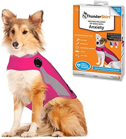 Roupas de roupas ThundersHirt Jaqueta de ansiedade de cães, rosa, grande 41-64 libras nos EUA