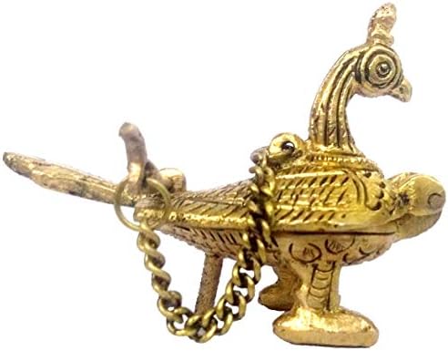 Aakrati Devyom Devyom Brass Sindoor Box: Design do pavão Temple Kumkum Holder