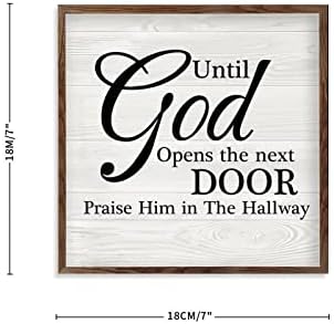 Decoração de parede com citações até que Deus abre a próxima porta elogie -o no corredor da madeira de madeira arte de parede de