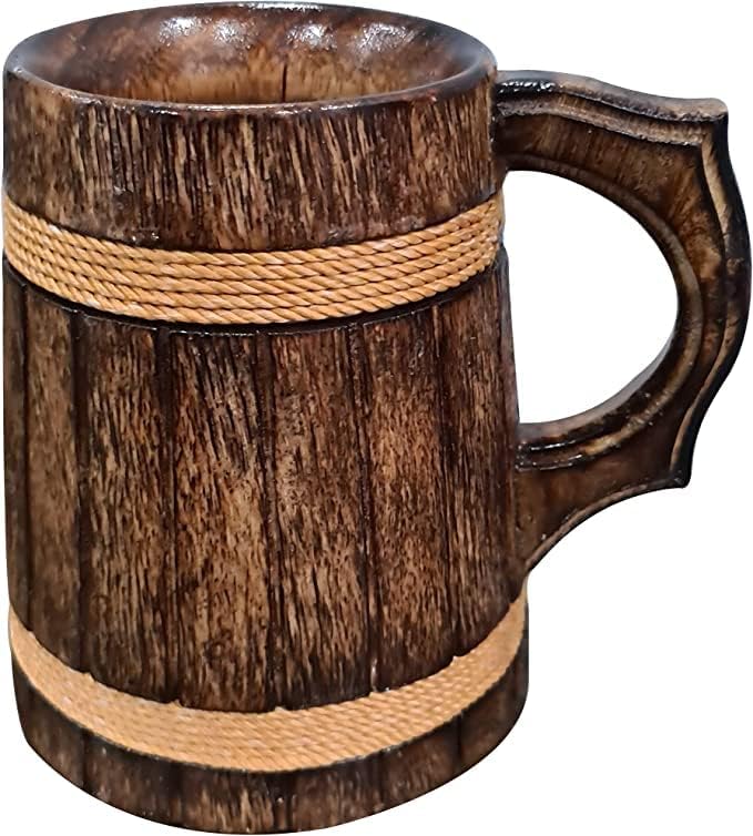 Caneca de cerveja de madeira caneca de café para presente de aniversário ou decoração de casa, marrom 1 peça estilo antigo
