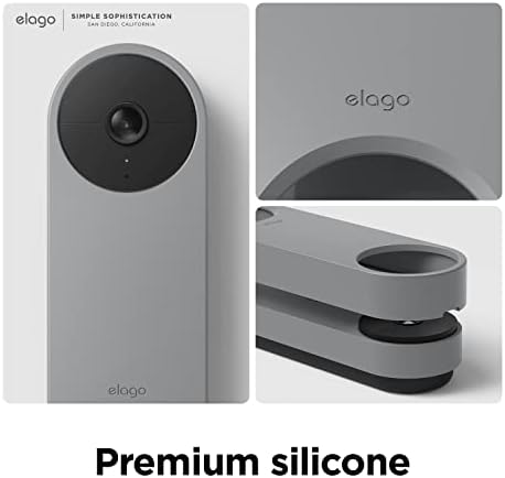 Caso de silicone da Elago, projetado para o Google Nest Hello Video Doorbell - Weather e UV resistente, combinação de cores perfeita, acabamento limpo, não compatível com o modelo com fio [Ash]