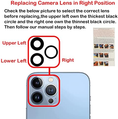 Phoupair original OEM traseiro traseiro da câmera de vidro Substituição para iPhone 13 Pro e iPhone 13 Pro Max com pré -instalado