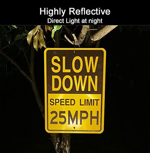 Joffreg Limite de velocidade desaceleração de 25 mph, 17 x12 polegadas, alumínio reflexivo