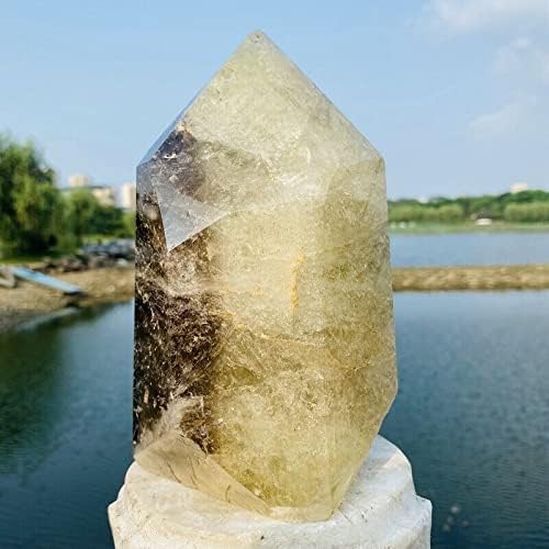 2170G Natural Yellow Crystal Quartz Wand Coluna Point Reiki Healing Hot