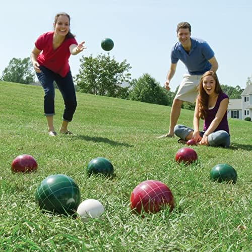 Conjunto de bola de Bocce Pointyard, Bocce Ball de 90 mm conjunto de bocce com 8 bolas de resina BOCCE/1 Saco Pallino/Nylon com zíper/Fita Medida - Jogos de Família ao ar livre para quintal/gramado/praia