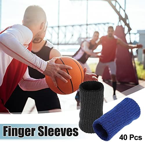 Vocoste 40 PCs Mangas respiráveis ​​para os dedos, aparelhos de polegar suportam protetores de compressão elástica para relaxante dor de artrite do gatilho, azul vermelho
