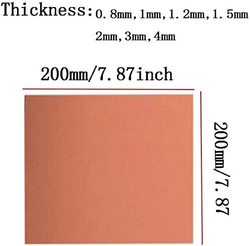 Placa de latão Haoktsb Folha de metal de cobre puro 200mmx200mm-espessura: folha de cobre de 2 mm pura folha de cobre