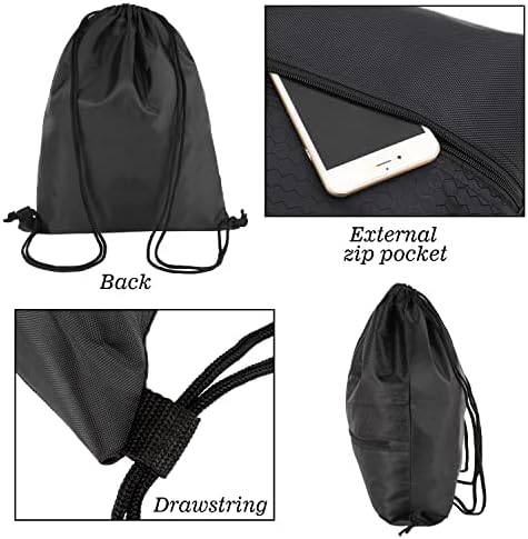 Bolsa de mochila de cordão, draw d'água de tração traseira com bolso com zíper, sacos de ginástica bolsas de natação para homens mulheres mulheres