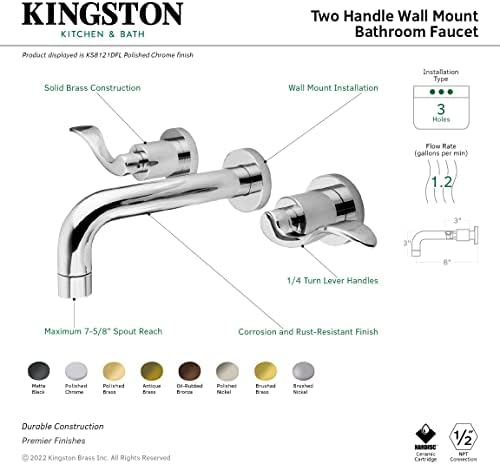 Kingston Brass KS8126DFL Torneira de banheiro nuwave, níquel polido