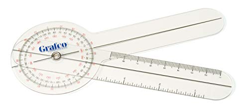 Goniômetro ortopédico de Grafco 360 ° para medir a amplitude de movimento da articulação, plástico transparente,