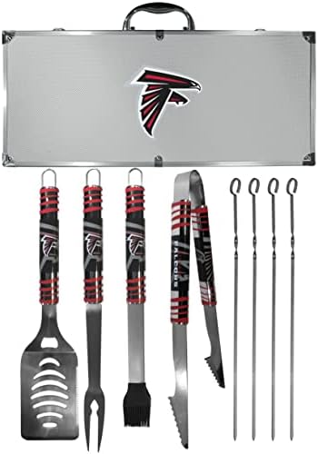 NFL Siskiyou Sports Fan Shop Atlanta Falcons Aço BBQ BBQ Conjunto com estojo 8 peças cinza
