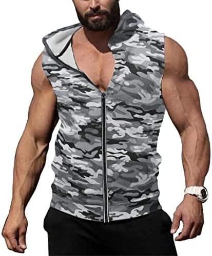 Coofandy Men's Workout Tampo com capuz Tamas zombam muscular camisa de fitness camisa de ginástica sem mangas de ginástica