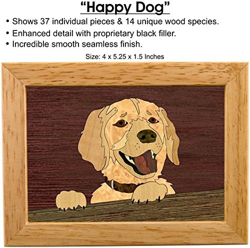 Marqart Wood Art Dog Box - Feito à mão nos EUA - Qualidade incomparável - Única, não há dois são iguais - trabalho original de arte de madeira