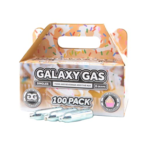 Galaxy Gas Vanilla Cupcake chantilly carregadores, 8g de óxido n20 n20, conjunto de carregador de creme, cartuchos de creme de chicote, 100 contagem