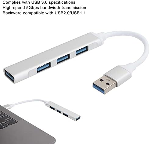 Hub USB, USB3.0 Hub 4 Porta Alumínio Adaptador Conversor Ultrahigh Speed ​​Speed ​​Splitter Acessórios, plug and play, com