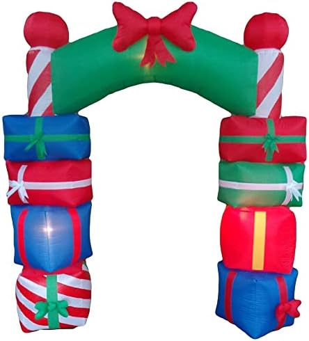 Dois pacote de decorações de festas de Natal, inclui arco de 8 pés de altura inflável de caixas de presente coloridas