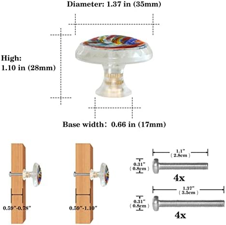 Tbouobt 4 pacote - botões de hardware do armário, botões para armários e gavetas, alças de cômoda de fazenda, arte abstrata