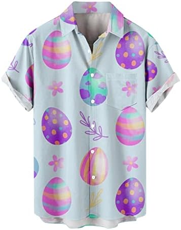 Camisa havaiana de camisa masculina de páscoa de algodão de manga curta no verão de férias de verão camisas de praia