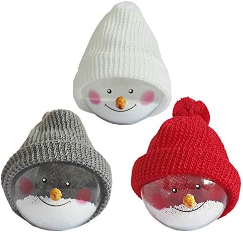 Taoke 3 pacote decorações de árvore de Natal transparentes de pântano de chal de natal ornamento de boneco de neve com chapéu colorido