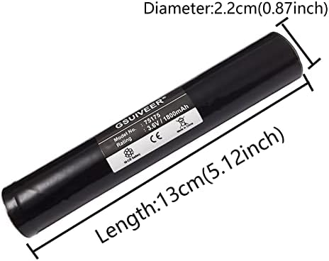Gsuiveer 75175 Bateria recarregável 3.6V 1800mAh Ni-CD compatível com Streamlight Stinger 75175 75375 75300 75500 75810