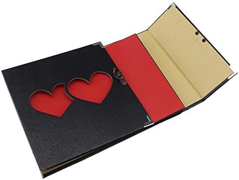 Sing F Ltd Black Double-Heart Handmade Diy Family Album com Bonus Gift Box para o aniversário do dia dos namorados de Natal