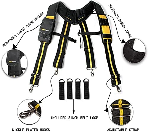 Suspenders de Melotough suspensórios de cinto de ferramentas Tamanho ajustável Suspenders acolchoados e cinto de ferramenta de ferramenta